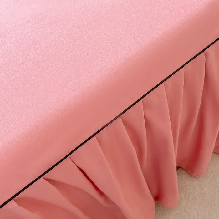 91家纺网 家纺一手货源 找家纺 笠裙家纺 2025新款110克微笑款单床裙轻奢款单床裙简约单床裙绣花单床裙 微笑-豆沙