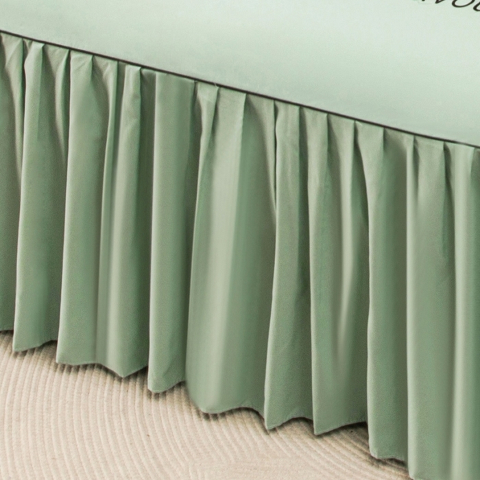 91家纺网 家纺一手货源 找家纺 笠裙家纺 2025新款110克微笑款单床裙轻奢款单床裙简约单床裙绣花单床裙 微笑-抹茶