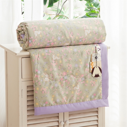 91家纺网 家纺一手货源 找家纺 博睿家纺 2025新款A类水洗双层纱皱皱纱大豆纤维被夏被夏凉被空调被 花园兔