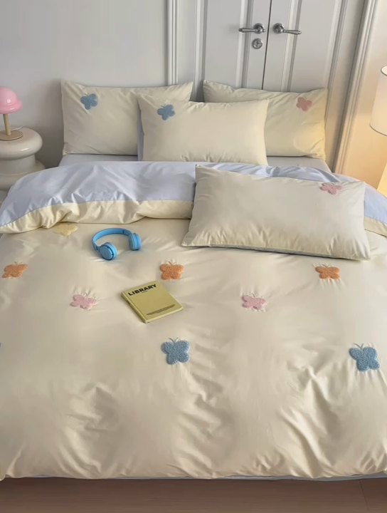 91家纺网 家纺一手货源 找家纺 锦觅2025新款奶油小清新毛巾绣全棉纯棉四件套（专版花型必须控价） 五彩斑斓