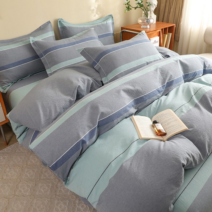 91家纺网 家纺一手货源 找家纺 木易家居 2025新款全棉色织水洗棉四件套 曼达拉