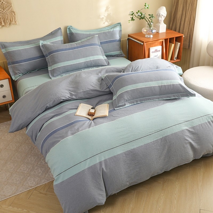 91家纺网 家纺一手货源 找家纺 木易家居 2025新款全棉色织水洗棉四件套 曼达拉