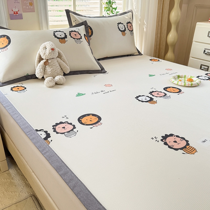 91家纺网 家纺一手货源 找家纺 518家纺 2026新款亲肤舒适A类碳光冰丝抗菌凉席【提供买家秀】席子【提供买家秀】-床笠款 狮子王国