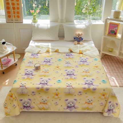 2025新款凉感丝有氨数码印花夏被被子被芯 可爱宝宝熊