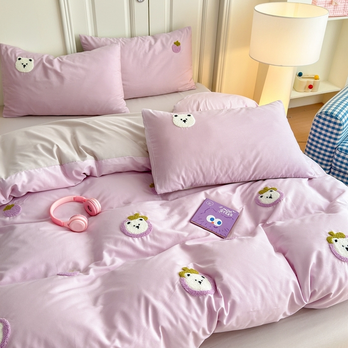 91家纺网 家纺一手货源 找家纺 锦觅2025新款奶油小清新毛巾绣全棉纯棉四件套（专版花型必须控价） 甜蜜幸福