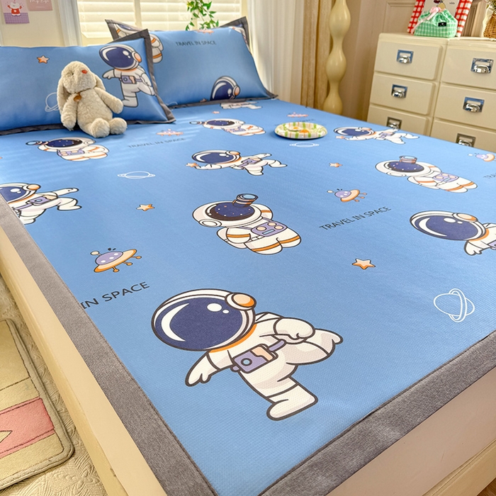 91家纺网 家纺一手货源 找家纺 518家纺 2026新款亲肤舒适A类碳光冰丝抗菌凉席【提供买家秀】席子【提供买家秀】-床笠款 太空礼物