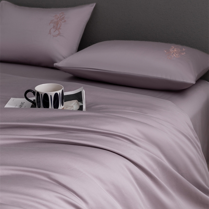 91家纺网 家纺一手货源 找家纺 2025新款50S100支全棉四件套单品系列-四件套 烟紫