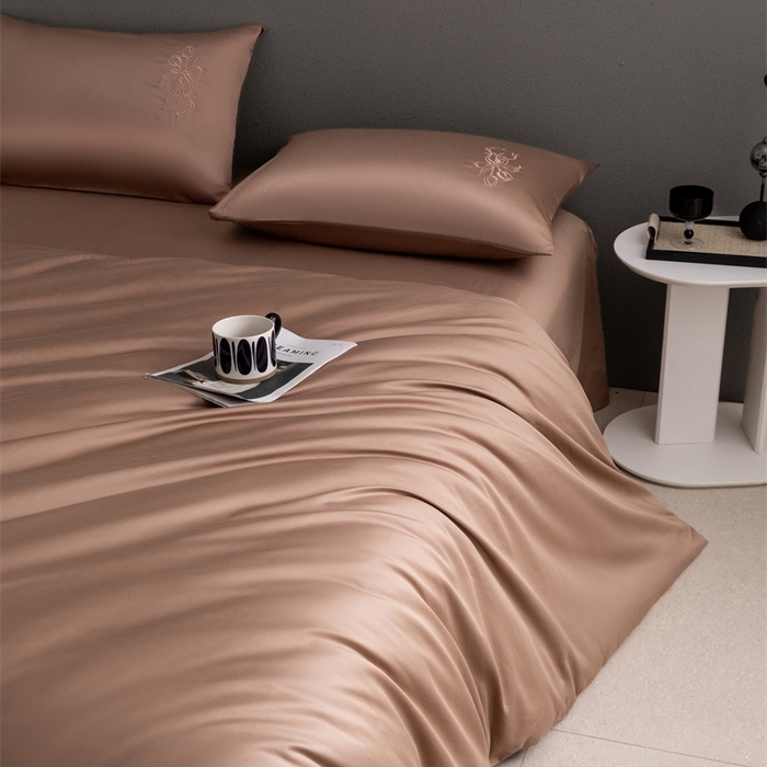 91家纺网 家纺一手货源 找家纺 2025新款50S100支全棉四件套单品系列-四件套 焦糖色