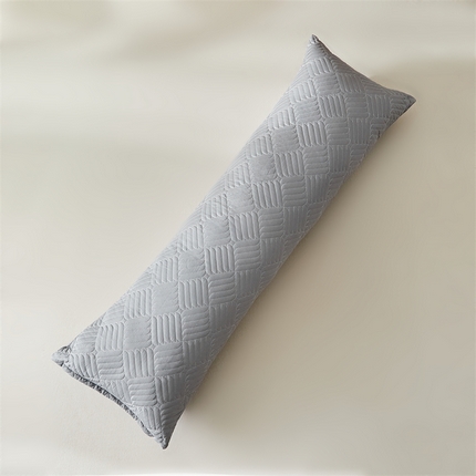 91家纺网 家纺一手货源 找家纺 温宁家纺2025新款跨境绗缝化纤水洗棉长枕-田字格 灰色