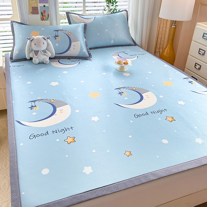 91家纺网 家纺一手货源 找家纺 518家纺 2026新款亲肤舒适A类碳光冰丝抗菌凉席【提供买家秀】席子【提供买家秀】-床笠款 星月物语