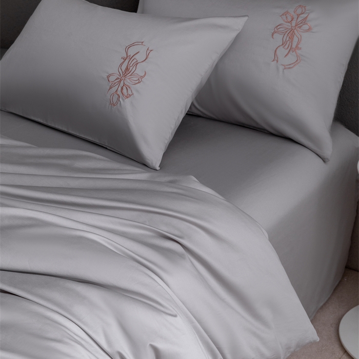 91家纺网 家纺一手货源 找家纺 2025新款50S100支全棉四件套单品系列-四件套 山灰