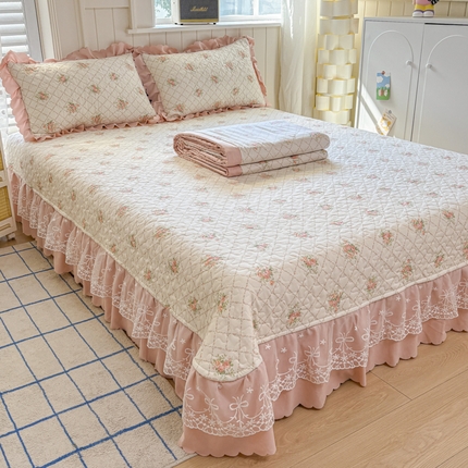 雅眠居 2025新款直播针织棉双层纱夏被床盖四件套空调夏凉被单件三件套 玫瑰庄园