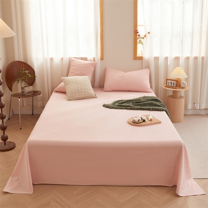 名优家纺 2025新款全棉色织水洗棉单品系列-单床单 千鸟格-粉