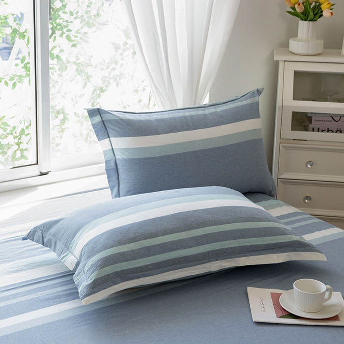 91家纺网 家纺一手货源 找家纺 木易家居 2025新款全棉色织水洗棉四件套 丁香兰