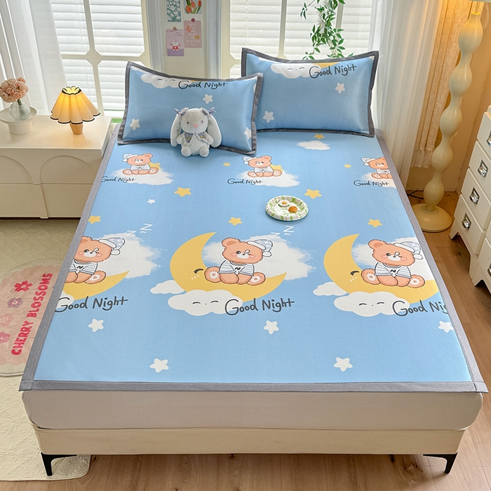 91家纺网 家纺一手货源 找家纺 518家纺 2026新款亲肤舒适A类碳光冰丝抗菌凉席【提供买家秀】席子【提供买家秀】-床笠款 晚安