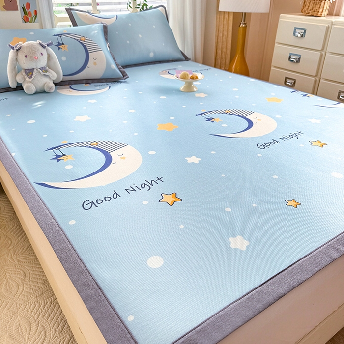 91家纺网 家纺一手货源 找家纺 518家纺 2026新款亲肤舒适A类碳光冰丝抗菌凉席【提供买家秀】席子【提供买家秀】-床笠款 星月物语