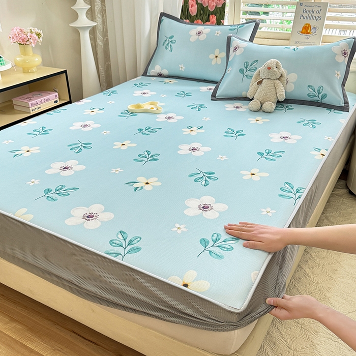 91家纺网 家纺一手货源 找家纺 518家纺 2025新款亲肤舒适A类碳光冰丝抗菌凉席【提供买家秀】席子【提供买家秀】-平铺款 花昔