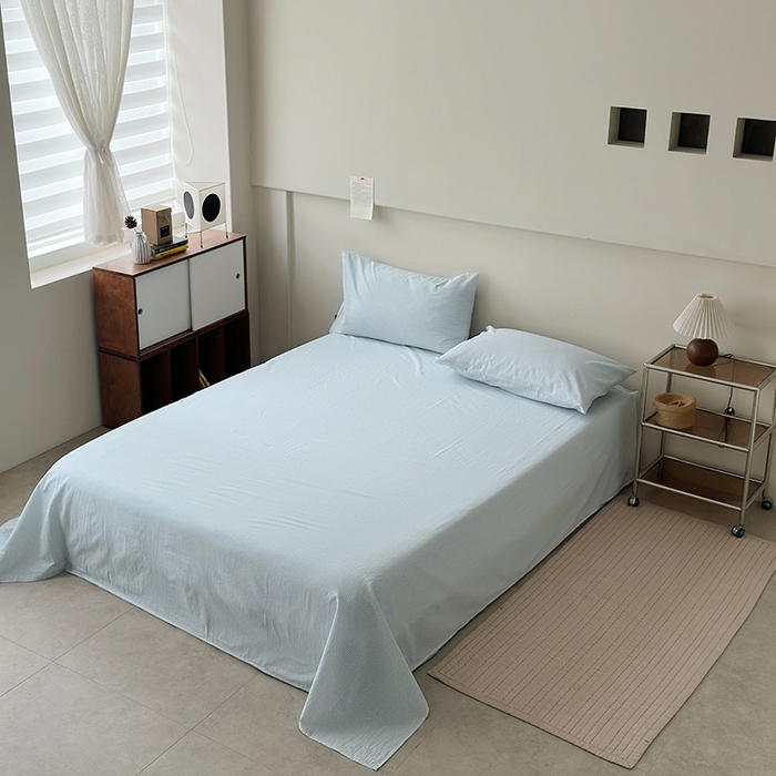 91家纺网 家纺一手货源 找家纺 水洗的故事 2025新款色织水洗棉单床笠 小小格兰