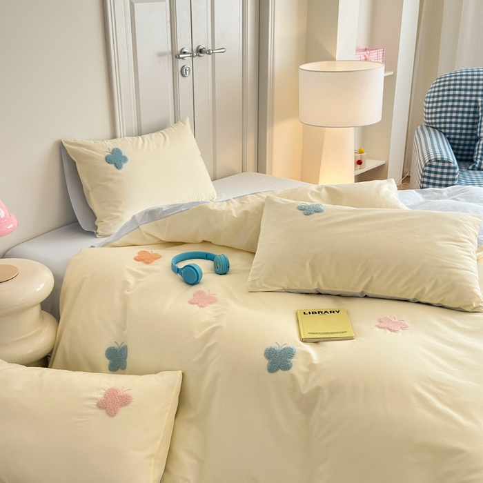 91家纺网 家纺一手货源 找家纺 锦觅2025新款奶油小清新毛巾绣全棉纯棉四件套（专版花型必须控价） 五彩斑斓