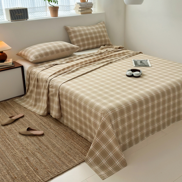 91家纺网 家纺一手货源 找家纺 2025新款水洗棉单床单 柔光格米