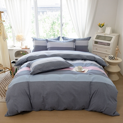 91家纺网 家纺一手货源 找家纺 （总）木易家居 2025新款全棉色织水洗棉四件套