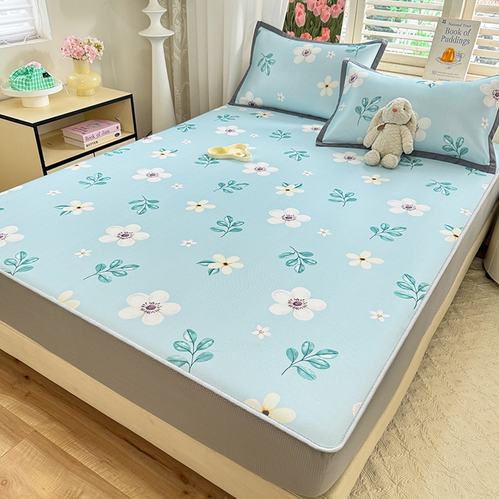 91家纺网 家纺一手货源 找家纺 518家纺 2025新款亲肤舒适A类碳光冰丝抗菌凉席【提供买家秀】席子【提供买家秀】-平铺款 花昔