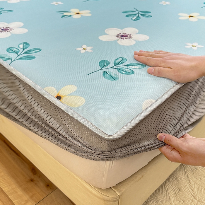 91家纺网 家纺一手货源 找家纺 518家纺 2025新款亲肤舒适A类碳光冰丝抗菌凉席【提供买家秀】席子【提供买家秀】-平铺款 花昔