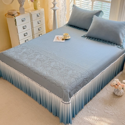 91家纺网 家纺一手货源 找家纺 （总）优家居 2025新款A类轻奢PE凉感冰丝席床盖夏季冰豆豆凉席三件套可机洗水洗空调软席