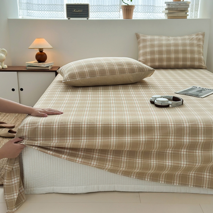 91家纺网 家纺一手货源 找家纺 2025新款水洗棉单床单 柔光格米