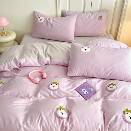 91家纺网 家纺一手货源 找家纺 （总）锦觅2025新款奶油小清新毛巾绣全棉纯棉四件套（专版花型必须控价）