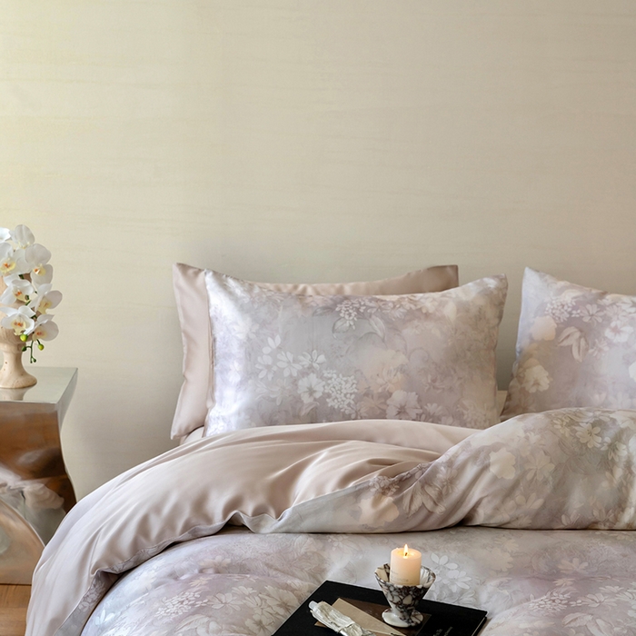 91家纺网 家纺一手货源 找家纺 咏绒家纺工厂店 2025新款60S奥地利兰精天丝数码印花暗合简约款系列四件套 知槿-紫