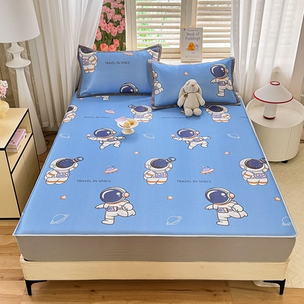 91家纺网 家纺一手货源 找家纺 518家纺 2025新款亲肤舒适A类碳光冰丝抗菌凉席【提供买家秀】席子【提供买家秀】-平铺款 太空礼物