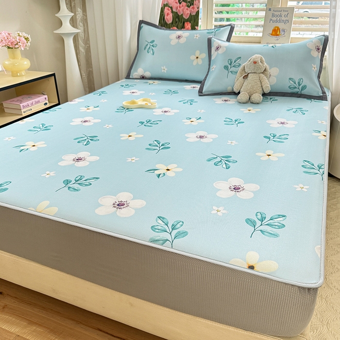 91家纺网 家纺一手货源 找家纺 518家纺 2025新款亲肤舒适A类碳光冰丝抗菌凉席【提供买家秀】席子【提供买家秀】-平铺款 花昔