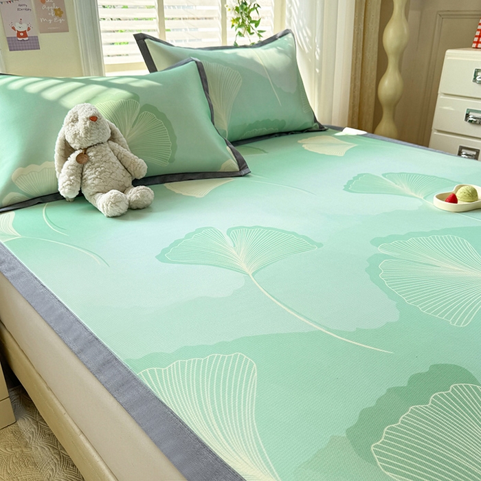 91家纺网 家纺一手货源 找家纺 518家纺 2025新款亲肤舒适A类碳光冰丝抗菌凉席【提供买家秀】席子【提供买家秀】-床笠款 银杏