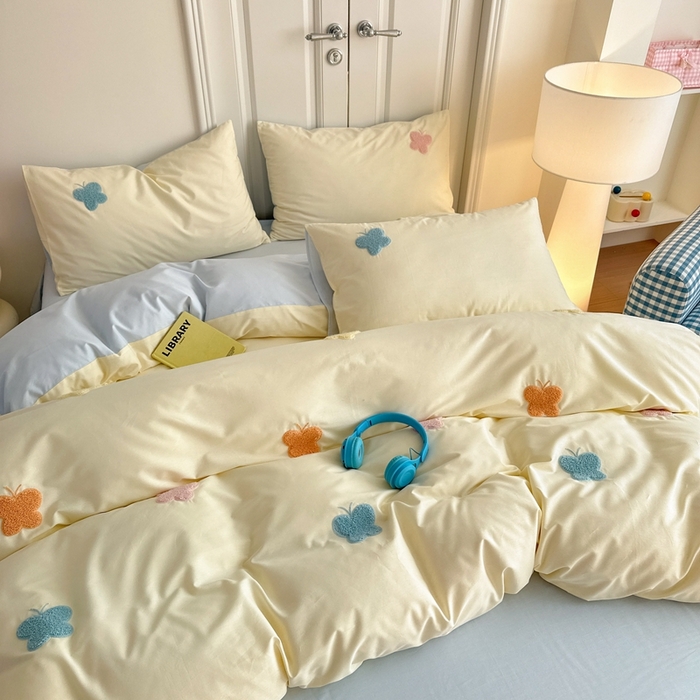 91家纺网 家纺一手货源 找家纺 锦觅2025新款奶油小清新毛巾绣全棉纯棉四件套（专版花型必须控价） 五彩斑斓