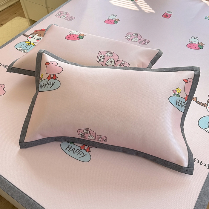 91家纺网 家纺一手货源 找家纺 518家纺 2025新款亲肤舒适A类碳光冰丝抗菌凉席【提供买家秀】席子【提供买家秀】-床笠款 元气女孩