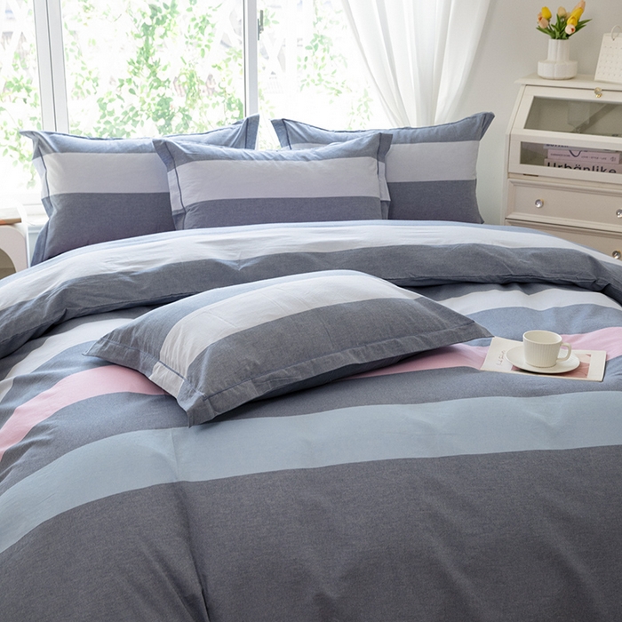 91家纺网 家纺一手货源 找家纺 木易家居 2025新款全棉色织水洗棉四件套 海伦