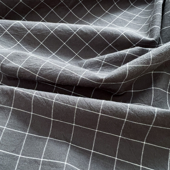 91家纺网 家纺一手货源 找家纺 2025新款水洗棉单床单 灰小方格