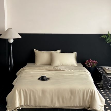 禾时 2025新款60支兰精天丝轻奢纯色双拼四件套 烟轻绿