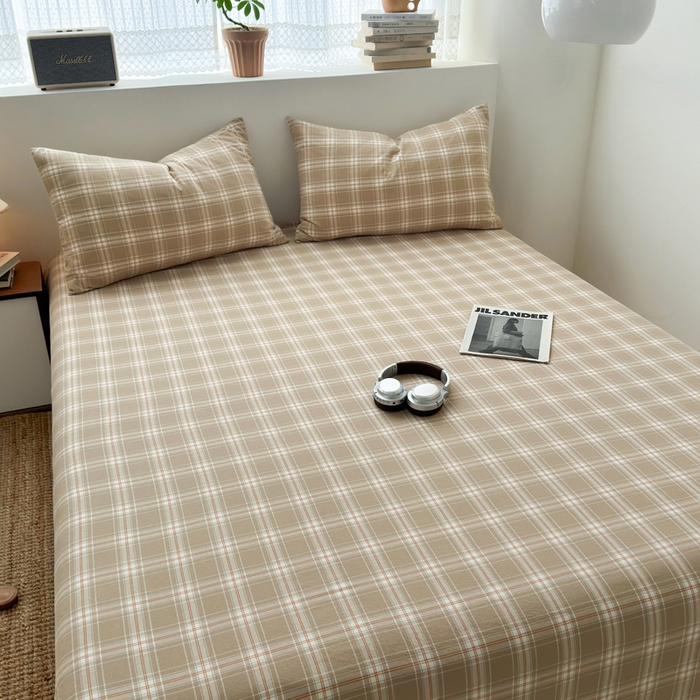 91家纺网 家纺一手货源 找家纺 2025新款水洗棉单床单 柔光格米