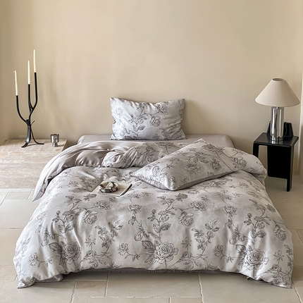 91家纺网 家纺一手货源 找家纺 （总）咏绒家纺工厂店 2025新款60S奥地利兰精天丝数码印花暗合简约款系列四件套