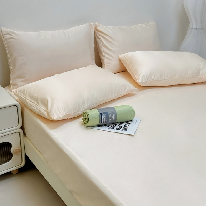 91家纺网 家纺一手货源 找家纺 兜米家居 2025新款床笠A类水洗真丝床笠三件套 冰玉