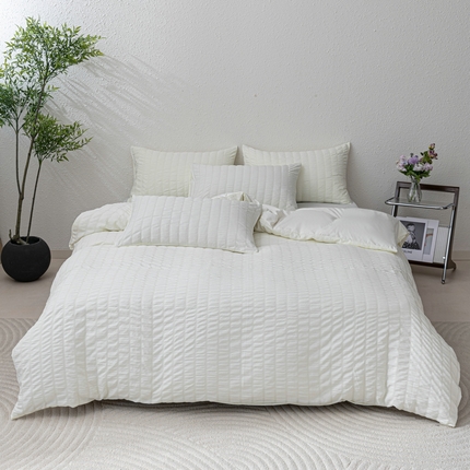 91家纺网 家纺一手货源 找家纺 （总）恩和家纺 2025新款条纹立体泡泡纱亲肤棉四件套