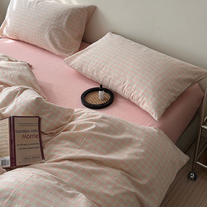 91家纺网 家纺一手货源 找家纺 水洗的故事 2025新款全棉色织水洗棉四件套 樱织