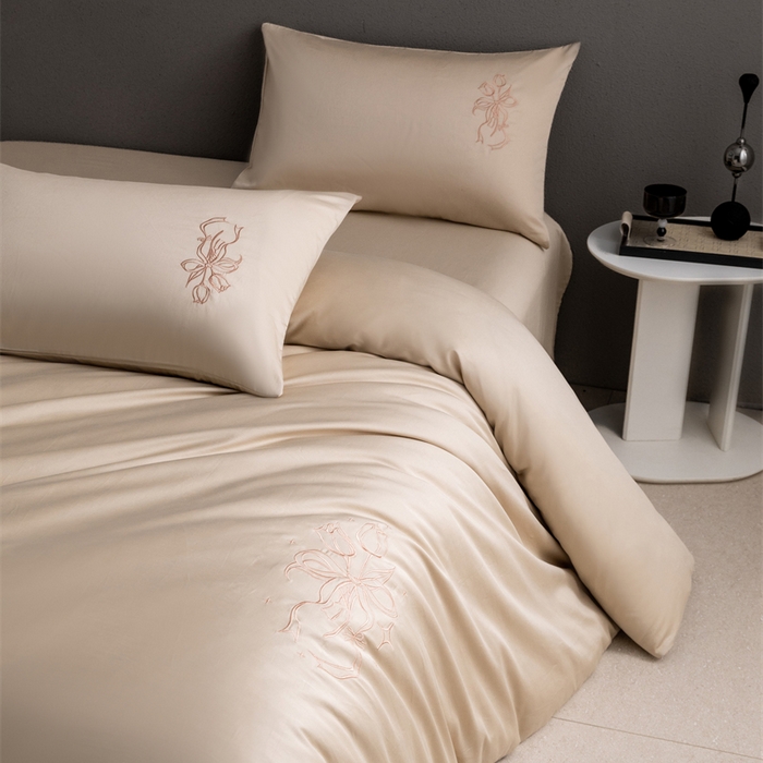 91家纺网 家纺一手货源 找家纺 2025新款50S100支全棉四件套单品系列-四件套 卡其色