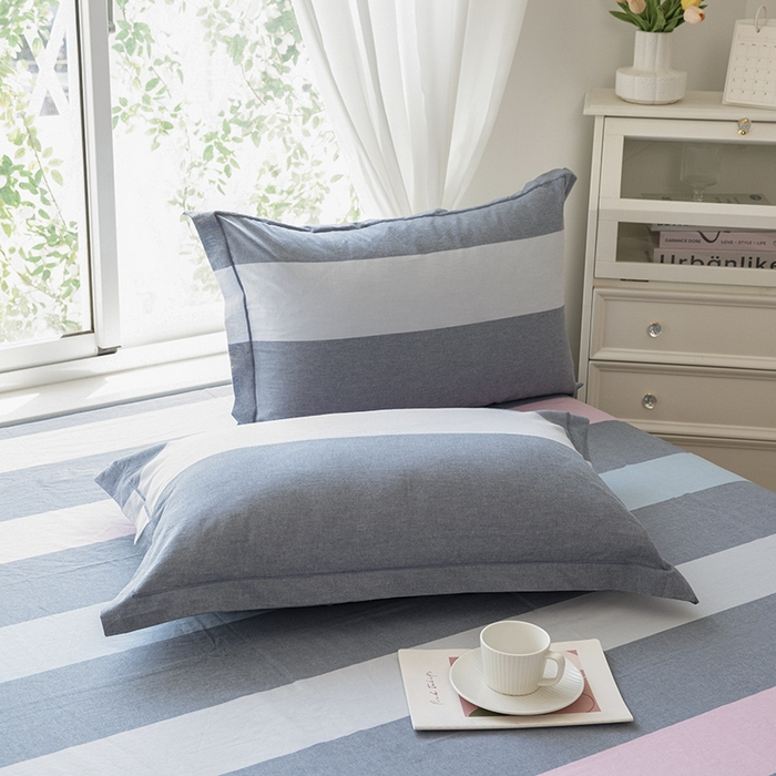 91家纺网 家纺一手货源 找家纺 木易家居 2025新款全棉色织水洗棉四件套 海伦