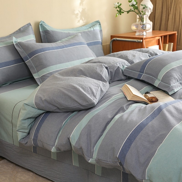 91家纺网 家纺一手货源 找家纺 木易家居 2025新款全棉色织水洗棉四件套 曼达拉