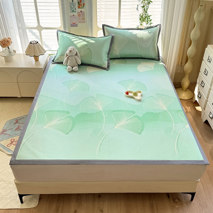 91家纺网 家纺一手货源 找家纺 518家纺 2025新款亲肤舒适A类碳光冰丝抗菌凉席【提供买家秀】席子【提供买家秀】-床笠款 银杏