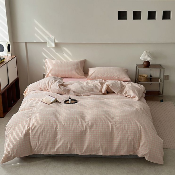 91家纺网 家纺一手货源 找家纺 水洗的故事 2025新款全棉色织水洗棉四件套 樱织