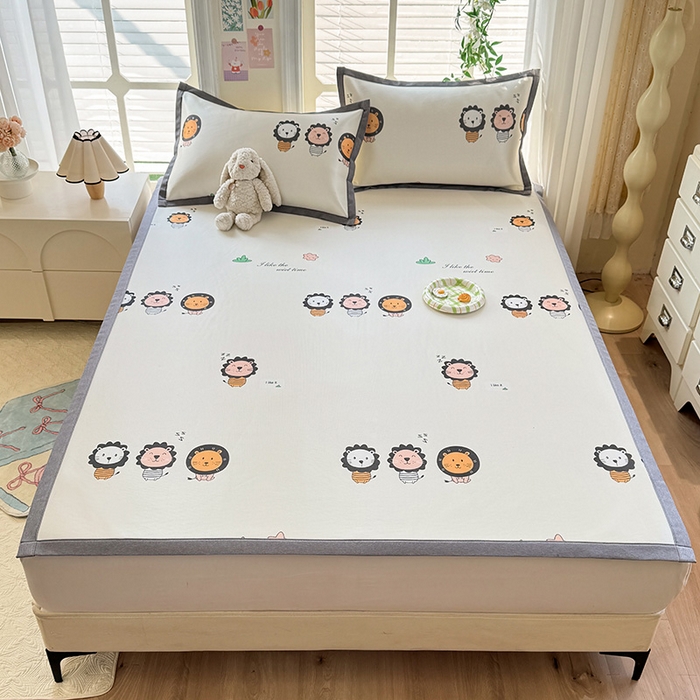 91家纺网 家纺一手货源 找家纺 518家纺 2026新款亲肤舒适A类碳光冰丝抗菌凉席【提供买家秀】席子【提供买家秀】-床笠款 狮子王国